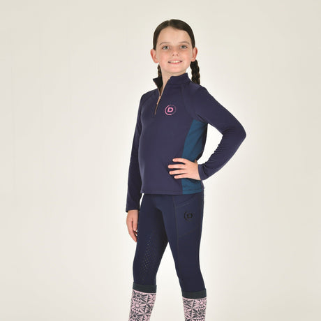 Dublin Kids Sadie Panel Detail Long Sleeve Riding Top #colour_naval-academy-legion-blue