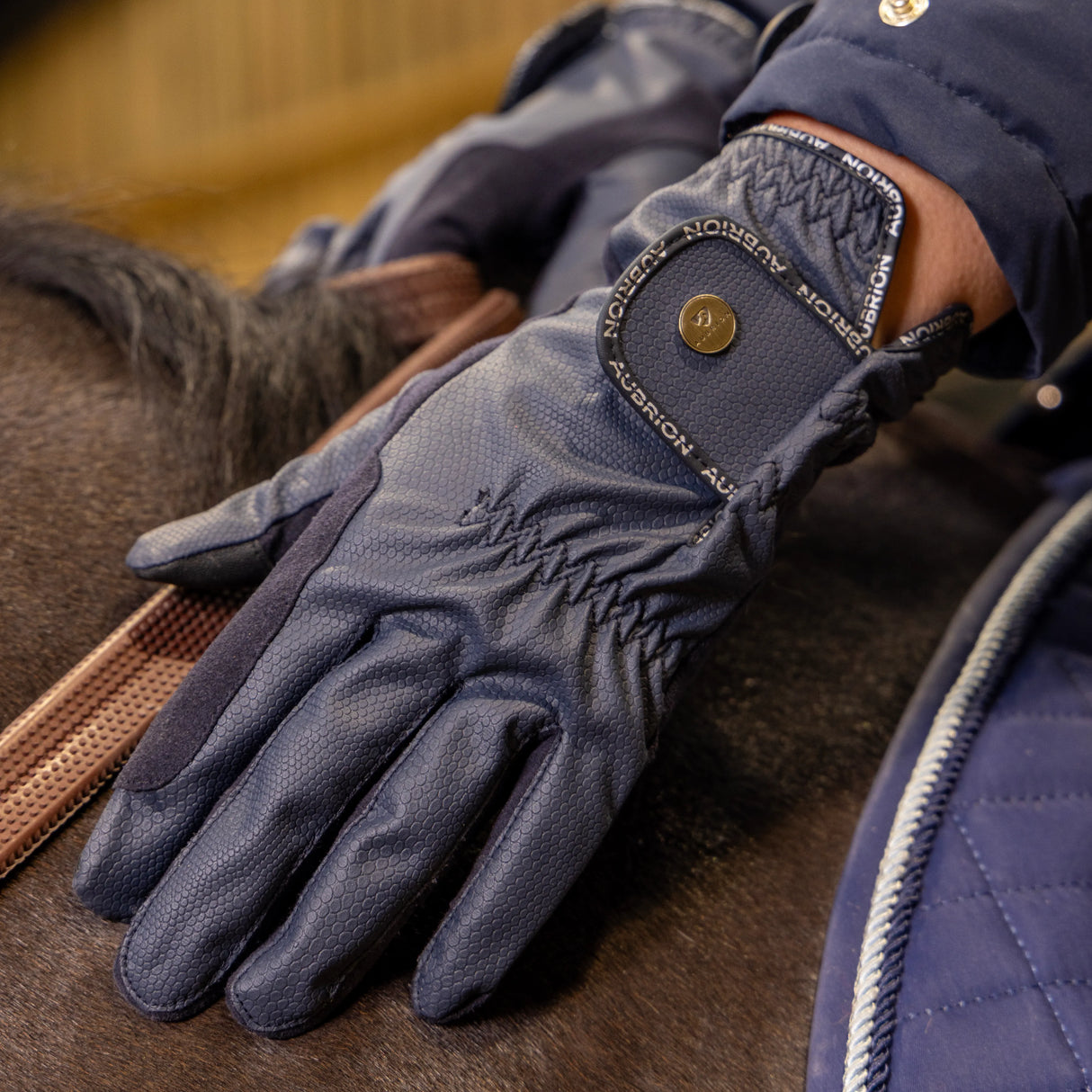 Shires Aubrion Stadium Riding Gloves #colour_navy