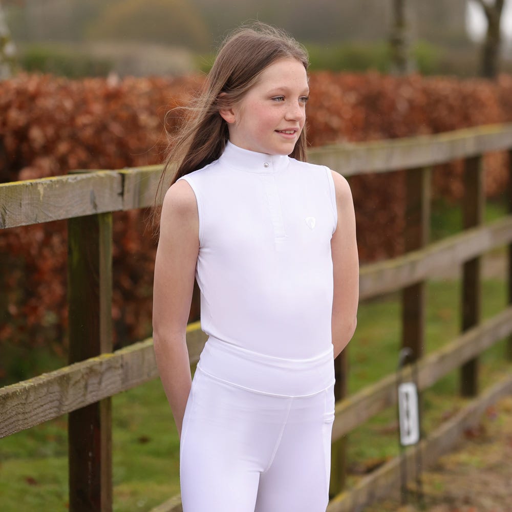 Hy Equestrian Eden Children's Sleeveless Show Shirt #colour_white