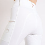 Montar MoKelsey Rose Gold Crystals Junior Full Grip Riding Tights #colour_white