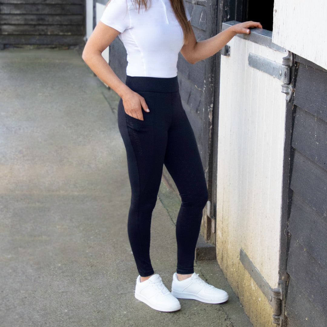 Hy Equestrian Ladies Melton Riding Tights #colour_ navy