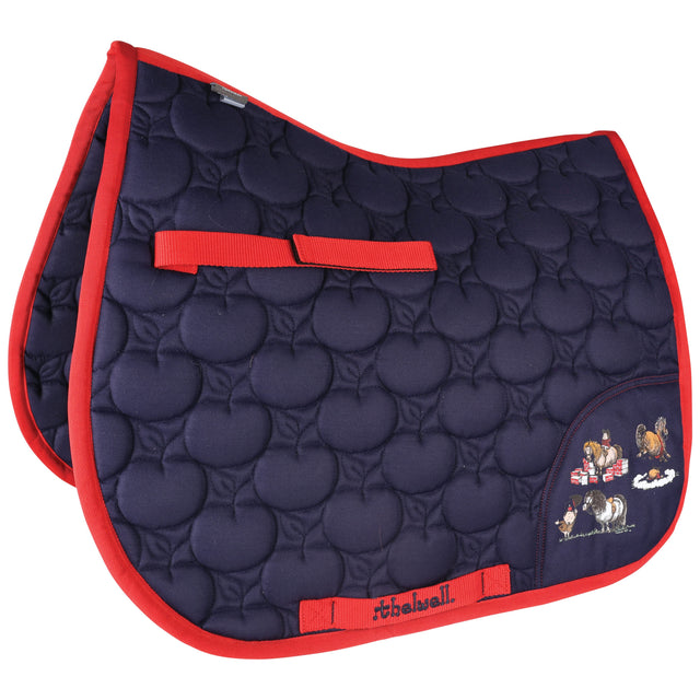 Hy Equestrian Thelwell Collection Practice Makes Perfect Saddle Pad #colour_navy-red