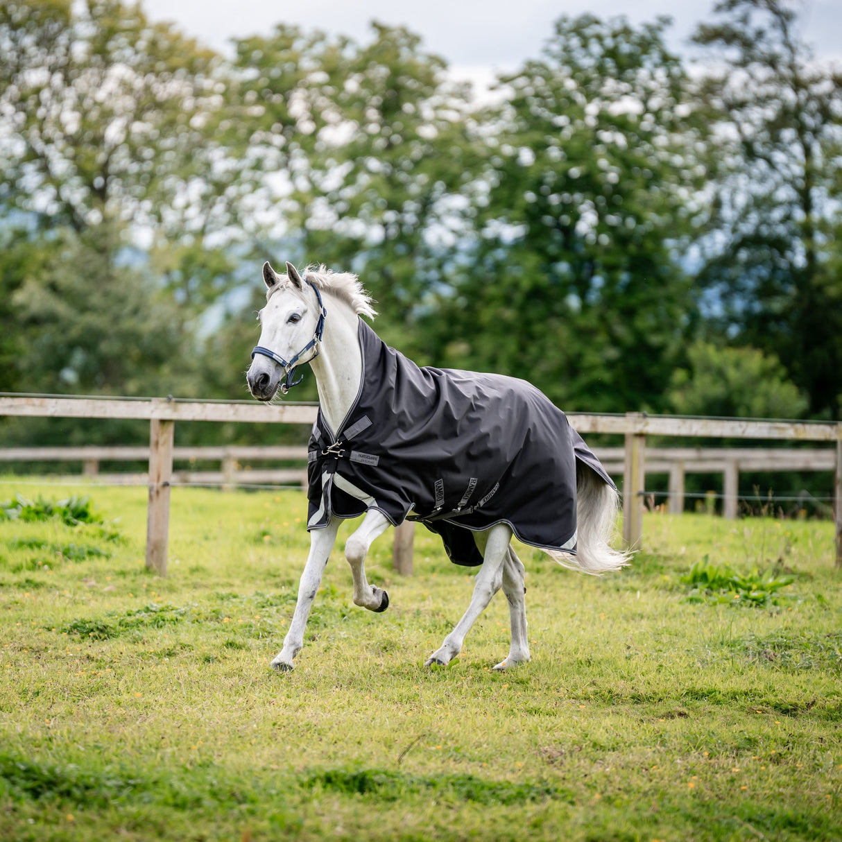 Horseware Ireland Rambo Wug Turnout Lite 50g #colour_black-thunderstorm-grey-silver