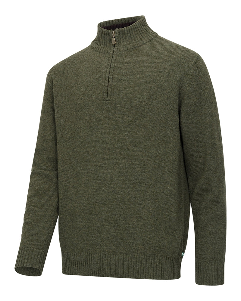 Hoggs of Fife Lothian II 1/4 Zip Pullover #colour_olive-marl