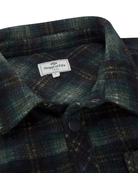 Hoggs of Fife Broxburn Fleece Shacket #colour_navy-green-gold