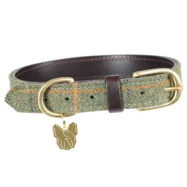 Shires Digby & Fox Tweed Dog Collar #colour_red-yellow-blue-check