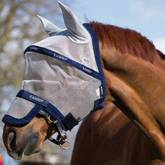 Horseware Ireland Rambo Plus Fly Mask #colour_silver-navy