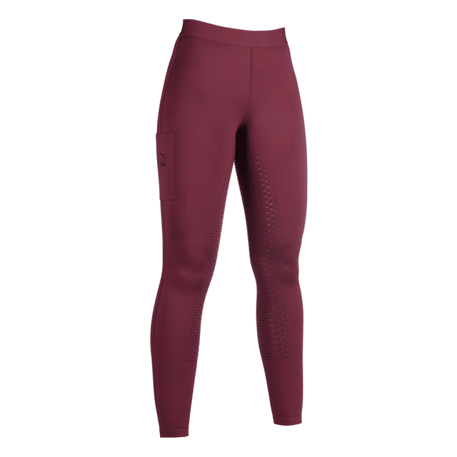 HKM Bella Silicone Full Seat Riding Leggings #colour_wine-red