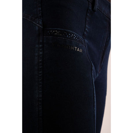 Montar Junior Crystal Detail Full Grip Adjustable Breeches #colour_denim