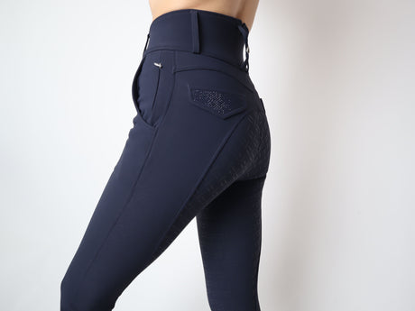 Montar Brielle Extra High Waisted Crystal Full Grip Breeches #colour_navy